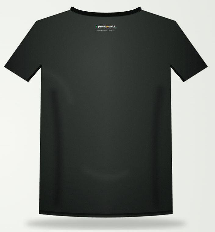 Costas da camiseta, com a marca e o endereço portaldoshell.com.br abaixo da gola